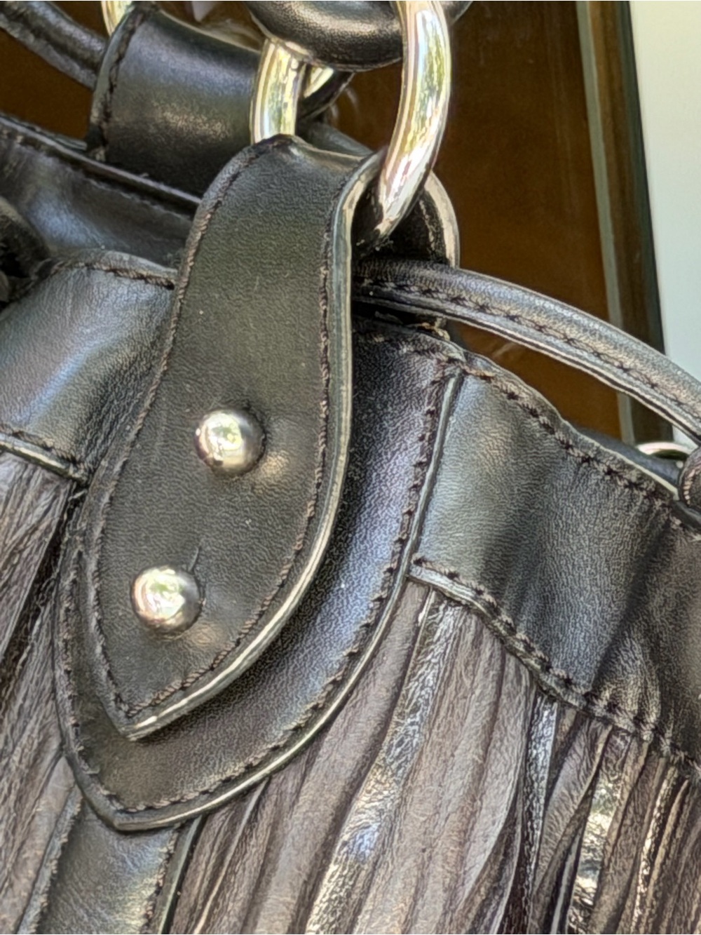 Donald J Pliner Black Pleated Leather Oversized Y2K Hobo Shoulder Bag - Picture 9 of 9